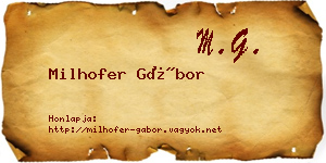 Milhofer Gábor névjegykártya